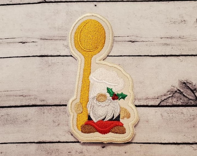 Cooking Gnome Iron-On Patch Set: Christmas Applique (Made In USA)