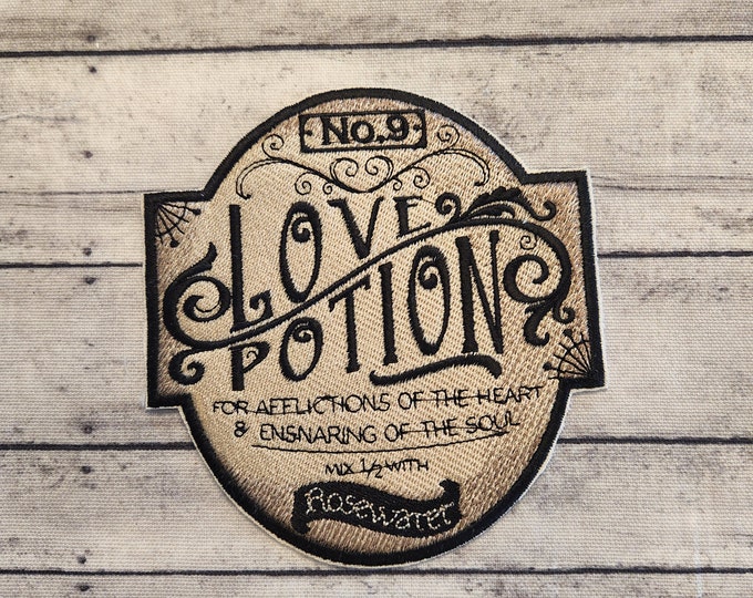 Love Potion Patch: Embroidered Apothecary Applique - Handmade USA