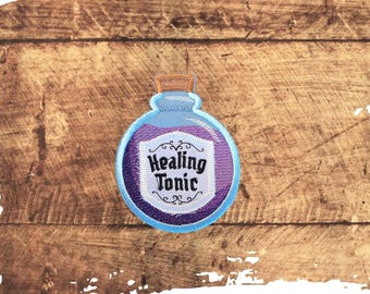 Healing Tonic Patch: Embroidered Iron-On Applique, Handmade USA