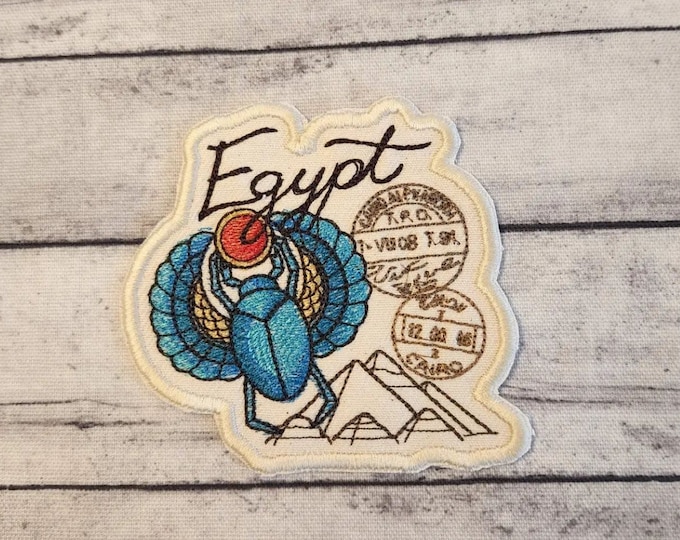 Egypt Passport Iron-On Patch: Handmade Embroidered Applique