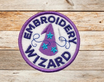 Embroidery Wizard, Iron on Patch, Sew On Patch, Embroidery, Patch, Applique, Collectable, Made In USA, Handmade
