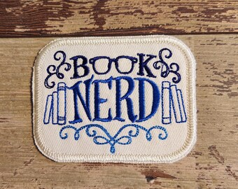 Book Nerd Embroidered Patch - Iron On/Sew On Applique
