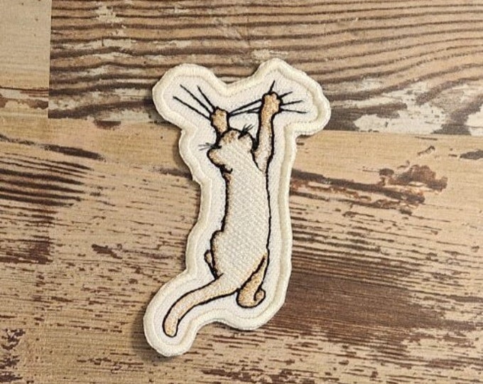 Hang In There Kitten,  Iron on Patch, Sew On Patch, Embroidery, Patch, Applique, Collectable, Made In USA, Handmade, Cat, Kitten,