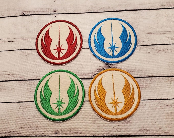 Jedi Symbol Patch Set: Embroidered Iron-On Applique