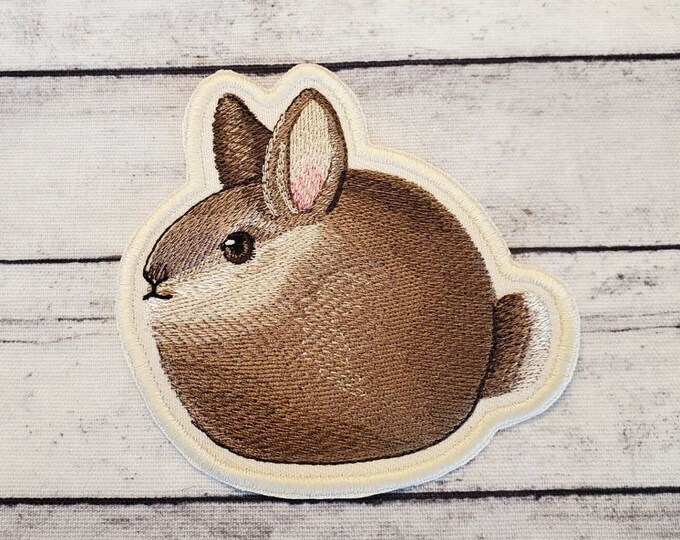 Chubby Bunny Patch: Embroidered Applique, Iron On / Sew On