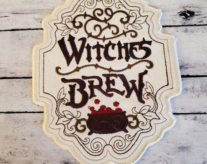 Witches Brew Patch: Embroidered Iron-On Applique, Handmade USA