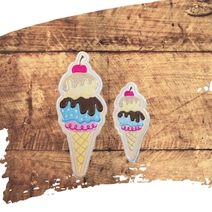 Double Scoop Ice Cream Cone Patch: Embroidered Applique, Made In USA