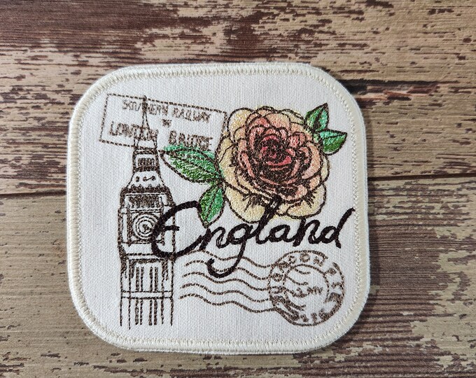 Passport England, Iron on Patch, Sew On Patch, Embroidery, Patch, Applique, Collectable, Made In USA, Handmade