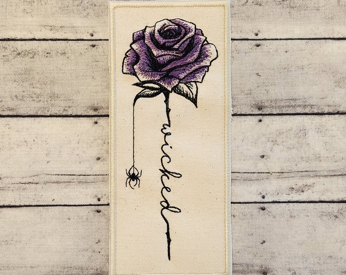 Wicked Rose Embroidered Patch: Iron On/Sew On Applique