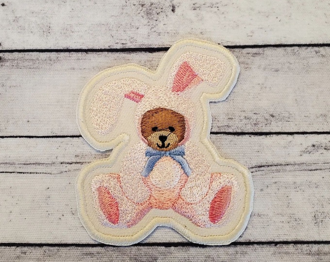 Bindi Bunny Iron On Patch, Handmade Embroidery Applique
