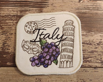 Italy Passport Patch: Embroidered Applique, Travel Souvenir
