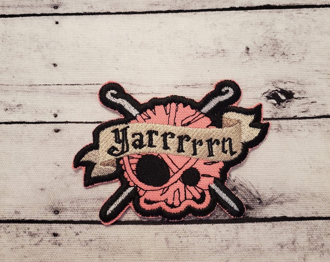 Yarrrrrn Crochet Skull Patch: Embroidered Iron-On Applique