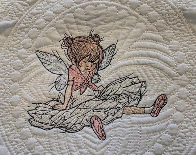 Embroidered Baby Sitting Ballet Girl Quilt: Personalized Birth Announcement Blanket