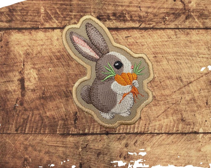 Bailey Bunny Patch: Embroidered Applique, Sew On or Iron On, Handmade
