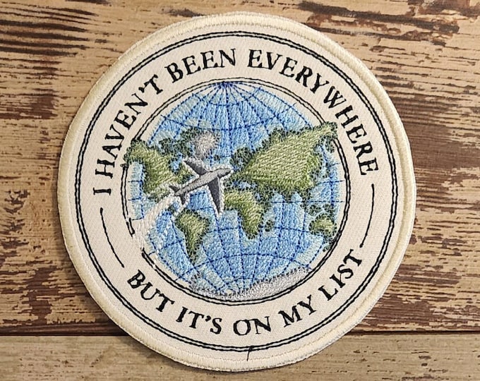 World Travel Patch, Iron on Patch, Sew On Patch, Embroidery, Patch, Applique, Collectable, Made In USA, Handmade, Travel Patch, World