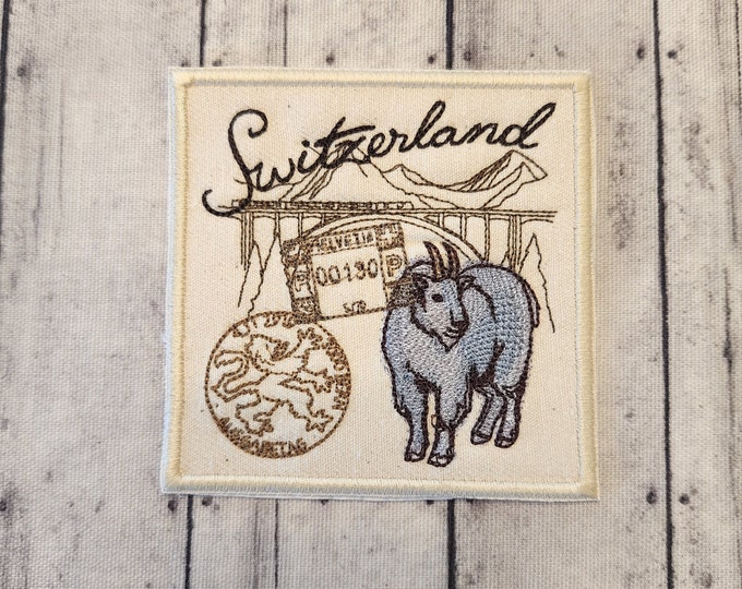 Switzerland Passport Patch: Embroidered Applique, Travel Souvenir
