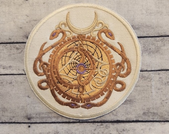 Steampunk Alchemy Astrolabe, Iron on Patch, Sew On Patch, Embroidery, Patch, Applique, Collectable, Made In USA