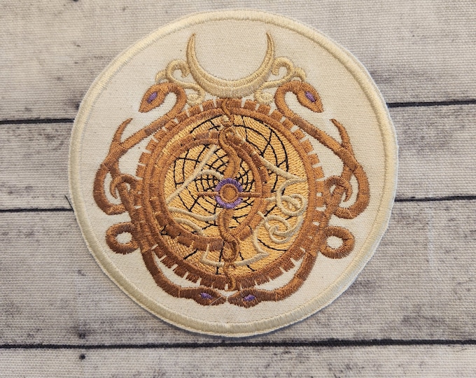 Steampunk Astrolabe Embroidered Patch: Alchemy Applique (4.84"w x 4.84"h)