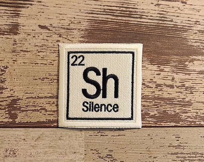 Periodic Silence Patch: Embroidered Iron-On Applique (2.5" Square)