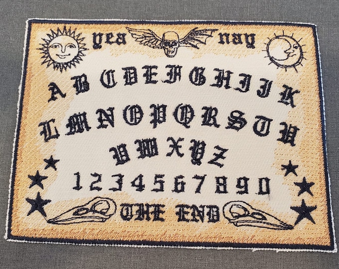 Spirit Board Embroidered Patch: Large Ouija Planchette, Iron-On Applique