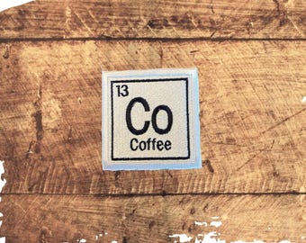 Periodic Coffee Patch: Embroidered Sew On/Iron-On Applique - Made In USA