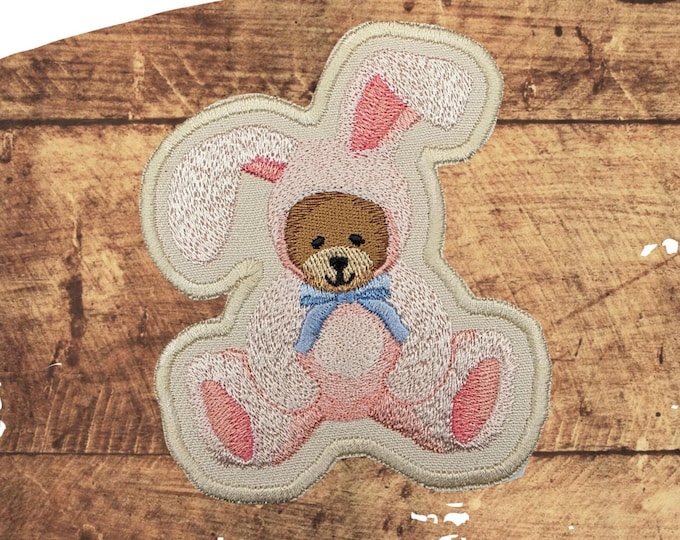 Bindi Bunny Iron On Patch, Handmade Embroidery Applique