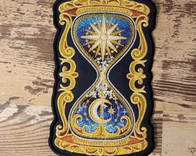 Day To Night Hourglass, Iron on Patch, Sew On Patch, Embroidery, Patch, Applique, Collectable, Made In USA, Handmade, Hourglass, Mystical