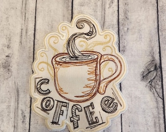 Coffee Jitters, Iron on Patch, Sew On Patch, Embroidery, Patch, Applique, Collectable, Made In USA, Handmade