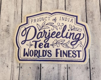Darjeeling Tea Embroidered Patch: Iron On Applique, Collectable