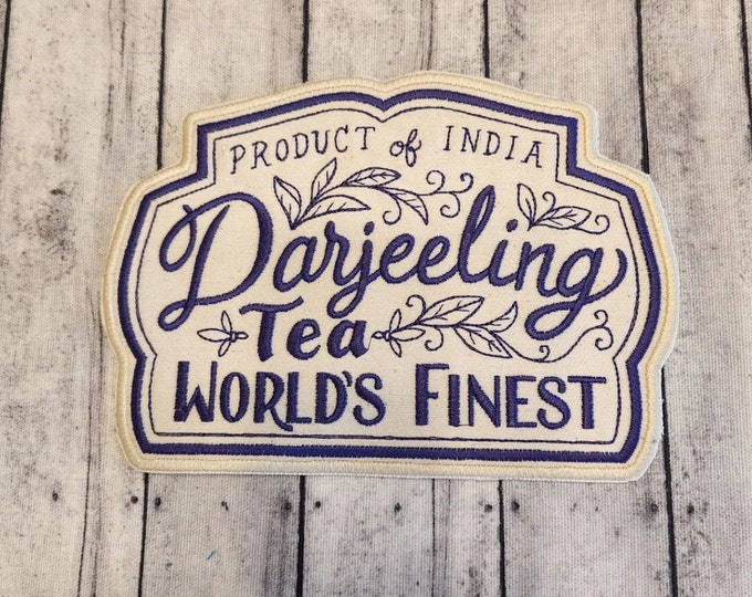 Darjeeling Tea Embroidered Patch: Iron On Applique, Collectable