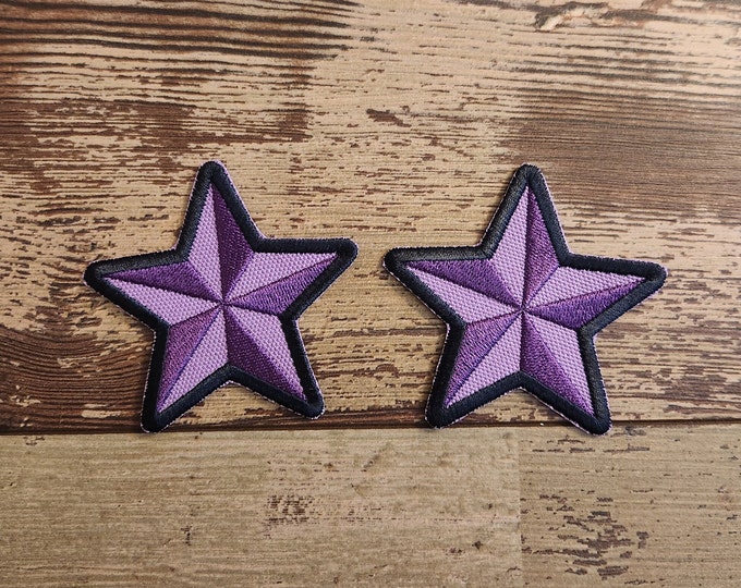 Rock Star, 2 Pc Set, Iron on Patch, Sew On Patch, Embroidery, Patch, Applique, Collectable, Made In USA, Handmade, Music, Rock Music, Star