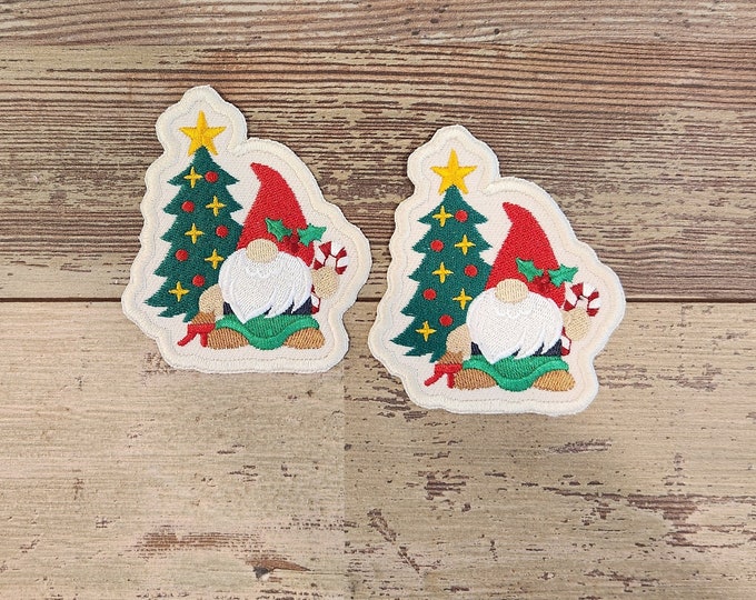 Two Piece Christmas Tree, Candy Cane, Iron on Patch, Sew On, Embroidery, Christmas, Patch, Applique, Collectable, Made In USA, Handmade
