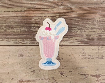 Ice Cream Soda, Iron on Patch, Sew On Patch, Embroidery, Patch, Applique, Collectable, Made In USA, Handmade