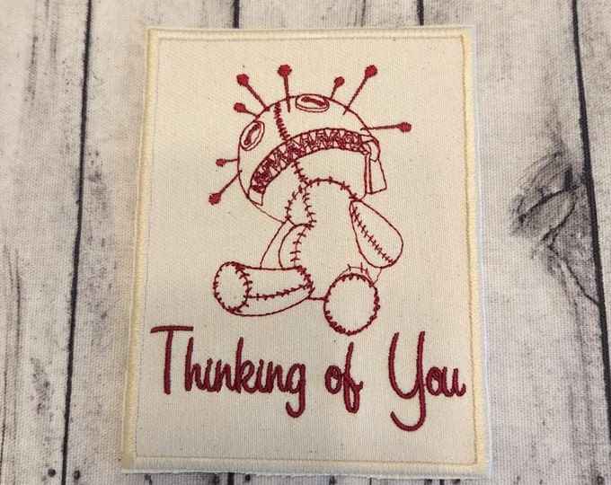 Thinking of You Doll Patch: Handmade Embroidered Applique