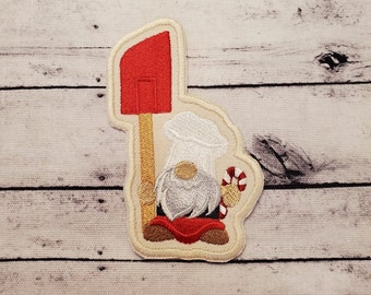 Baking Gnome Embroidered Patch Set: Chef Hat, Whisk, Christmas Applique