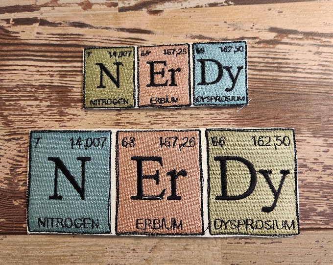 Nerdy Patch, Iron on Patch, Sew On Patch, Embroidery, Patch, Applique, Collectable, Made In USA, Handmade, Periodic Table, Periodic Patch