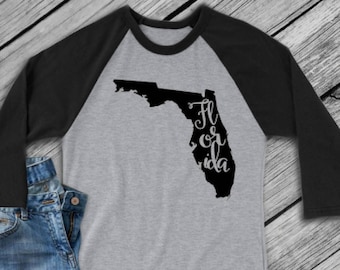 Florida t-shirt -Florida state shirt - Florida home t-shirt - home shirt - Florida baseball shirt - Florida raglan shirt - Enid and Elle