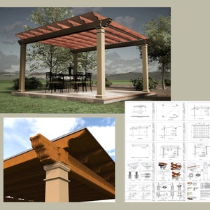 Planos arquitectónicos - Pérgola independiente - 13&#39; x 16&#39; cubierta