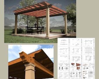 Planos arquitectónicos - Pérgola independiente - 13' x 16' cubierta