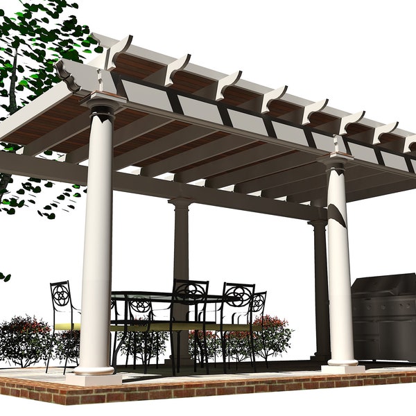 Architectural Plans - Covered Freestanding Pergola - 10' x 20'
