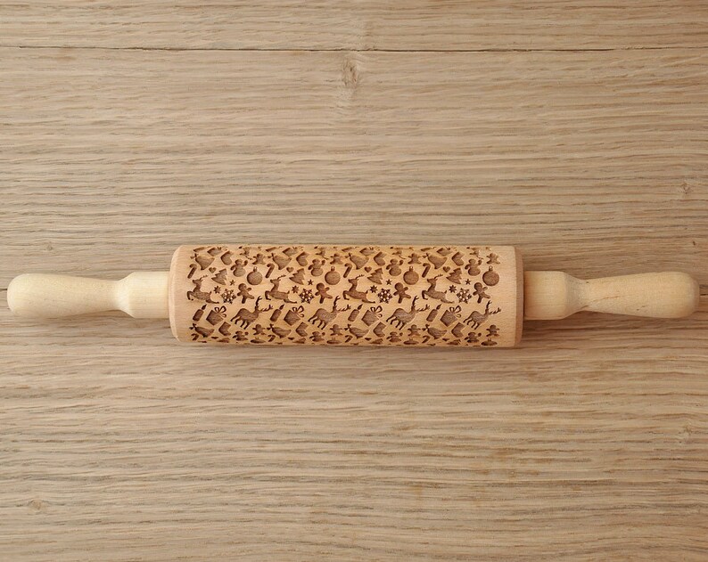 Christmas pattern Embossed Rolling Pin Engraved rollingpin Etsy