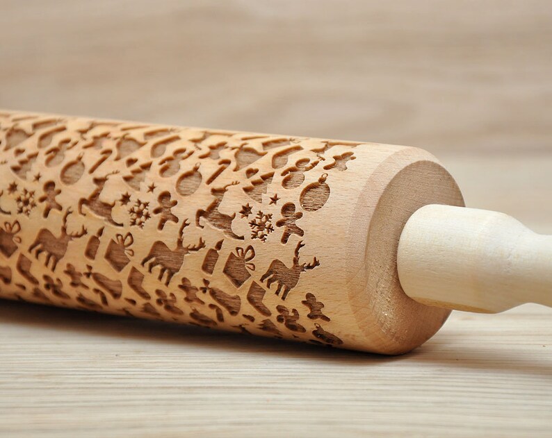 Christmas pattern Embossed Rolling Pin Engraved rollingpin Etsy