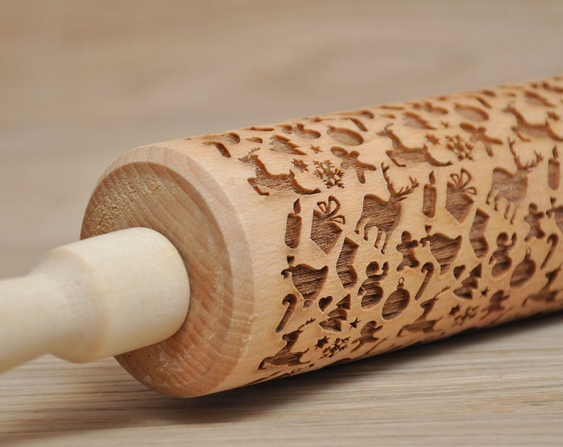 Christmas pattern Embossed Rolling Pin Engraved rollingpin Etsy