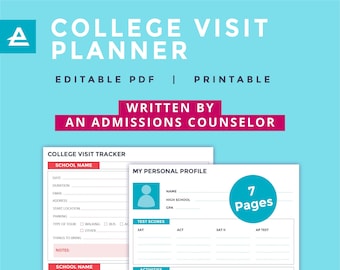 College Visit Planner Printable | Planning Your College Tour Schedule | Written by an Admissions Counselor | Instant Download |Digital