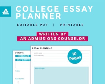 College Essay Planner Printable | Write A Great College Essay | Written by an Admissions Counselor | Instant Download| Digital Planner