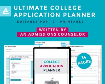 Ultimate College Application Planner Printable, Written by an Admissions Counselor | Instant Download, Editable PDF, Digital Planner