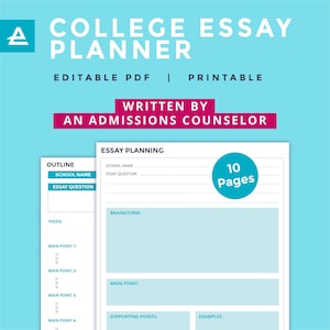 College Essay Planner Printable | Write A Great College Essay | Written by an Admissions Counselor | Instant Download| Digital Planner