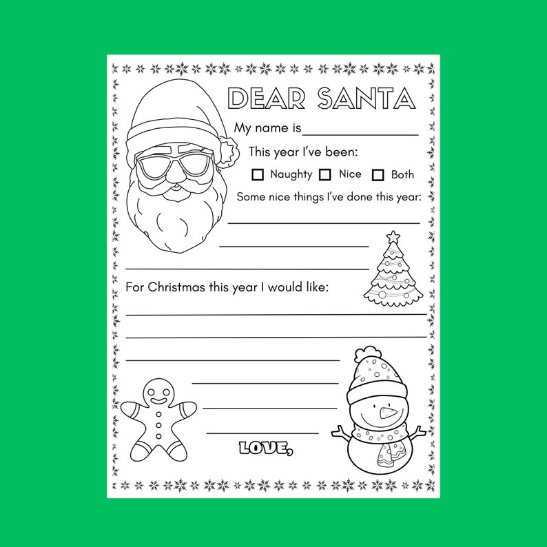 Letter to Santa Coloring Page Printable Santa Claus Letter Coloring