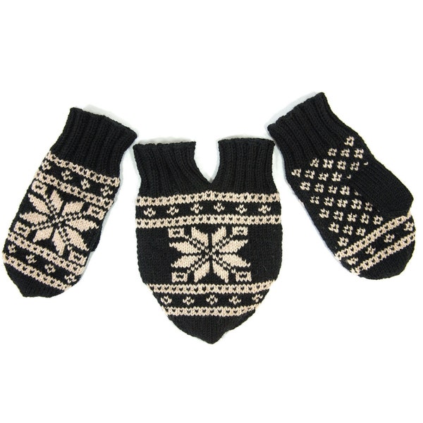 Smittens Mittens Black & Tan, knit couple's gloves, unique corny wedding gift. Hold hands gloves. Lover's gloves. US Shipping