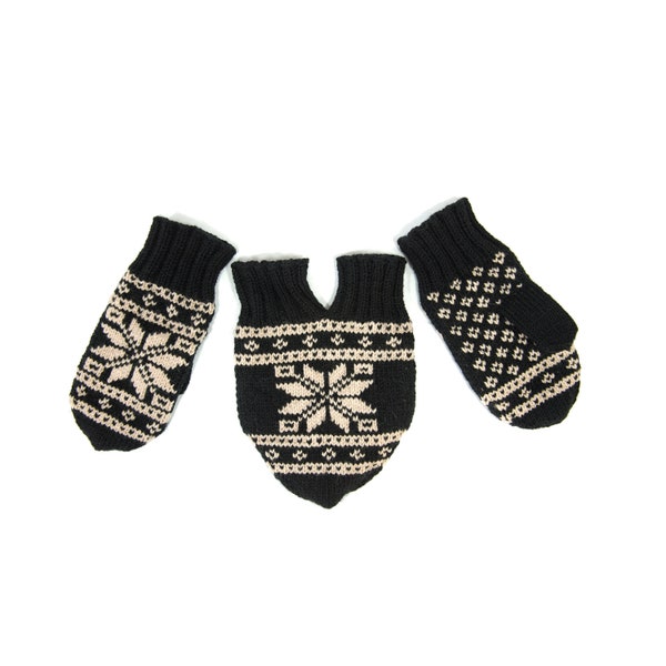 Smittens non laine, noir et blanc, gants de couple Mitaines tricotées flocon de neige tricoté à la main, lot de 3. Livraison aux États-Unis